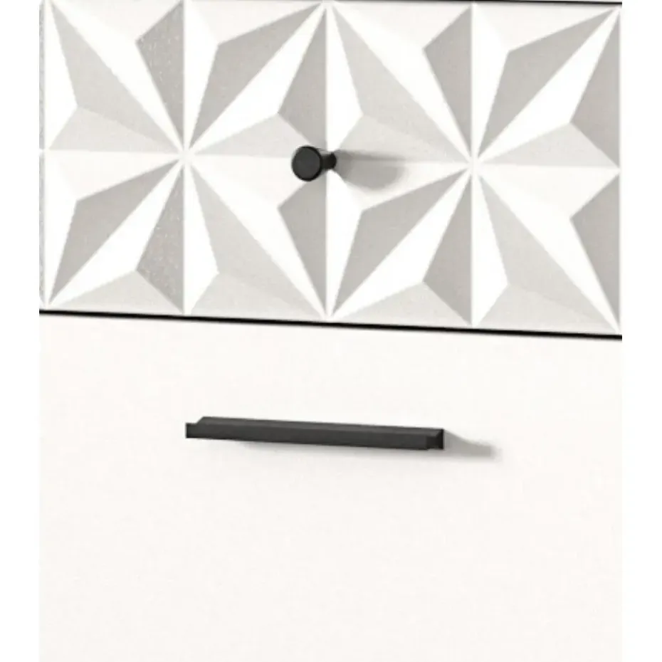 Hioshop Prisma schoenenkast 2 schuifdeuren- 1 vouwdeur- 2 lades- 1 plank wit