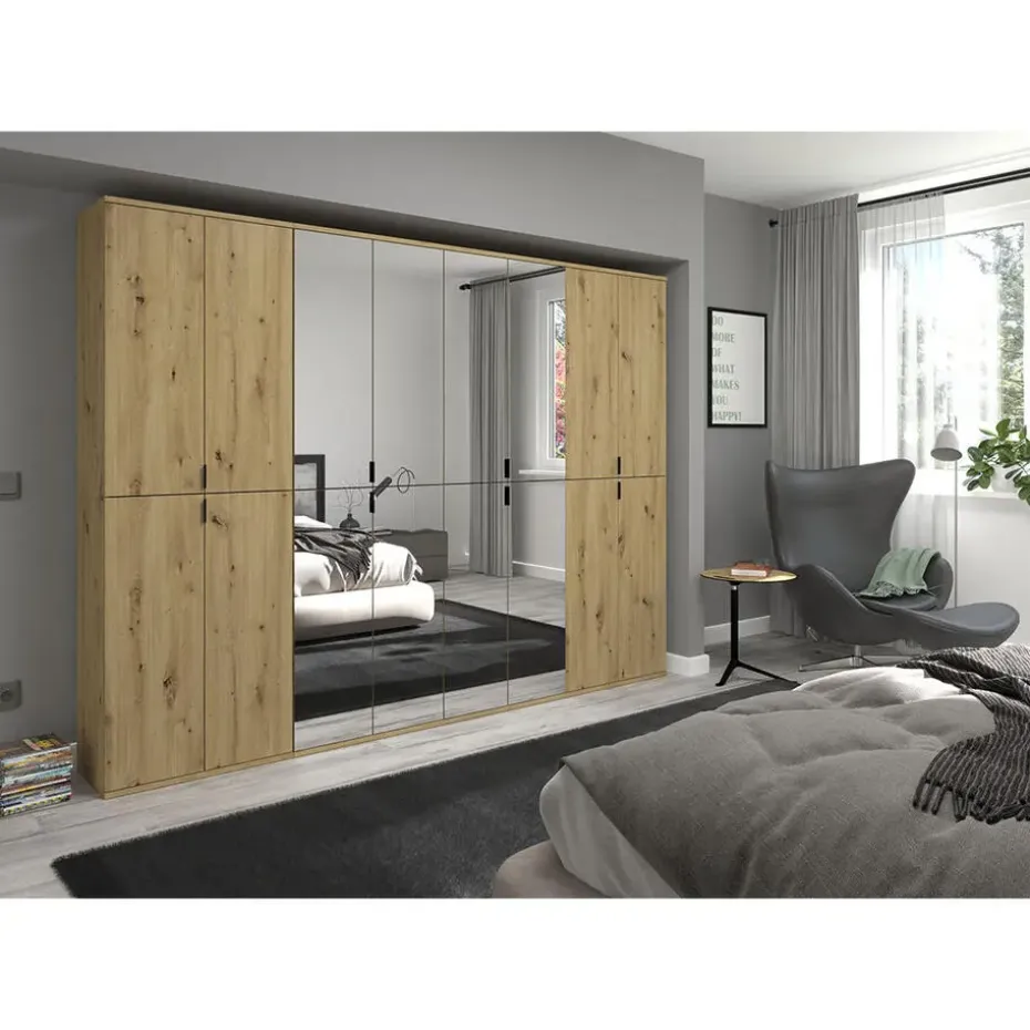 Hioshop ProjektX kledingkast 4 deuren eiken decor