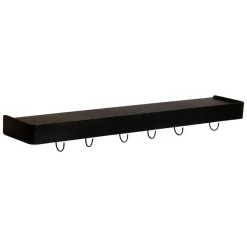 Hioshop Protopia Dan-Form wandplank met haken 9 haken fineer essen zwart