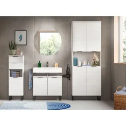 Hioshop Riff spiegelkast Ø70 cm 1 deur wit