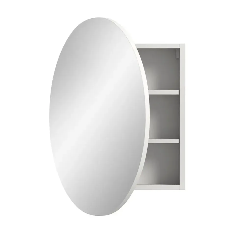 Hioshop Riff spiegelkast Ø70 cm 1 deur wit