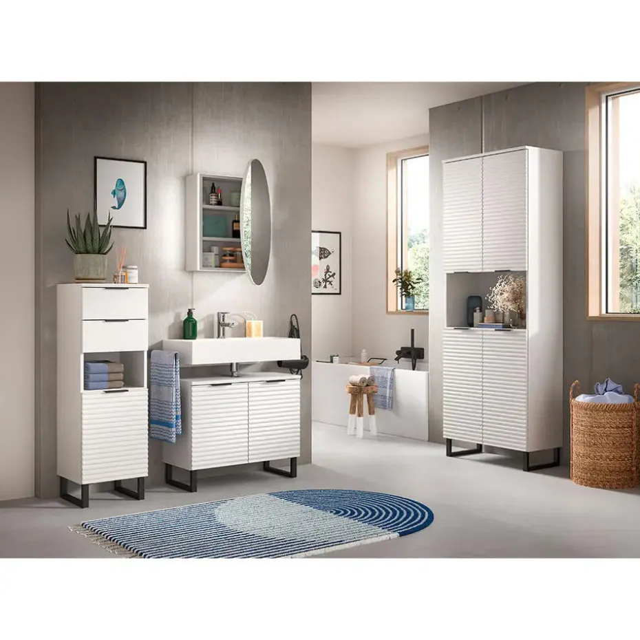 Hioshop Riff spiegelkast Ø70 cm 1 deur wit