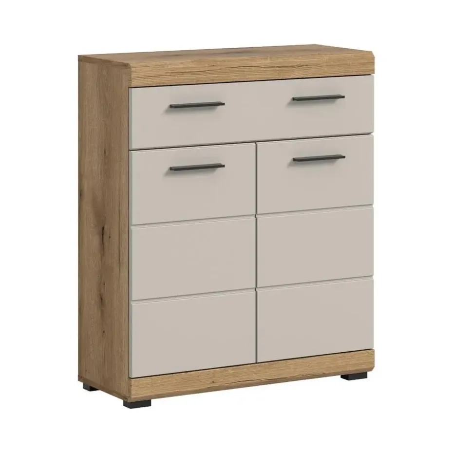 Hioshop Scout badkamerkast 2 deuren- 1 lade kasjmier decor mat- eiken decor
