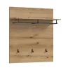 Hioshop Scout kapstok 3 haken 1 kledingstang 1 plank eik decor