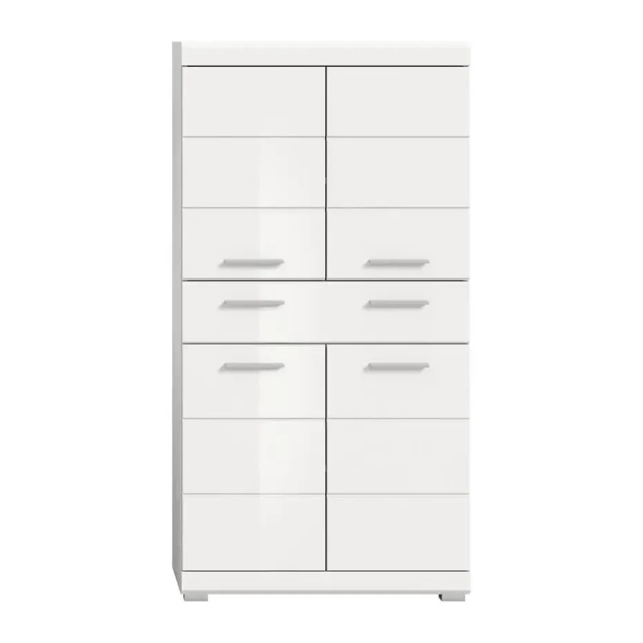 Hioshop Scout kolomkast 4 deuren- 1 lade wit hoogglans- wit