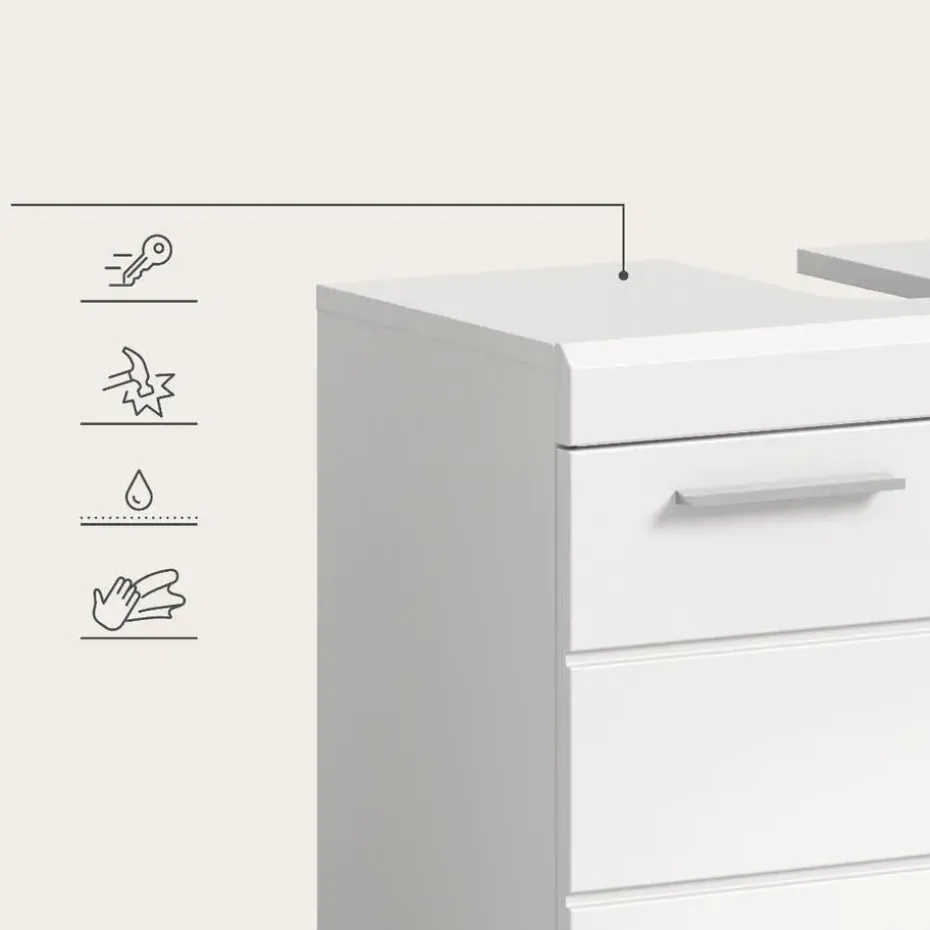 Hioshop Scout wastafel 2 deuren- 2 lades wit hoogglans- wit
