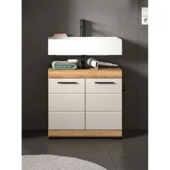 Hioshop Scout wastafel 2 deuren kasjmier decor mat- eiken decor