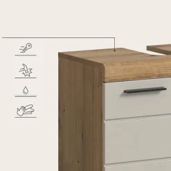 Hioshop Scout wastafel 2 deuren kasjmier decor mat- eiken decor