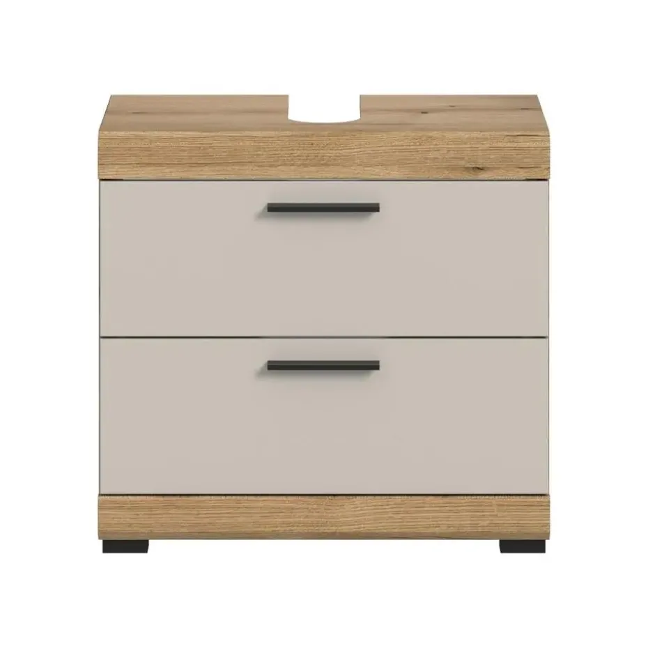 Hioshop Scout wastafel 2 lades kasjmier decor mat- eiken decor