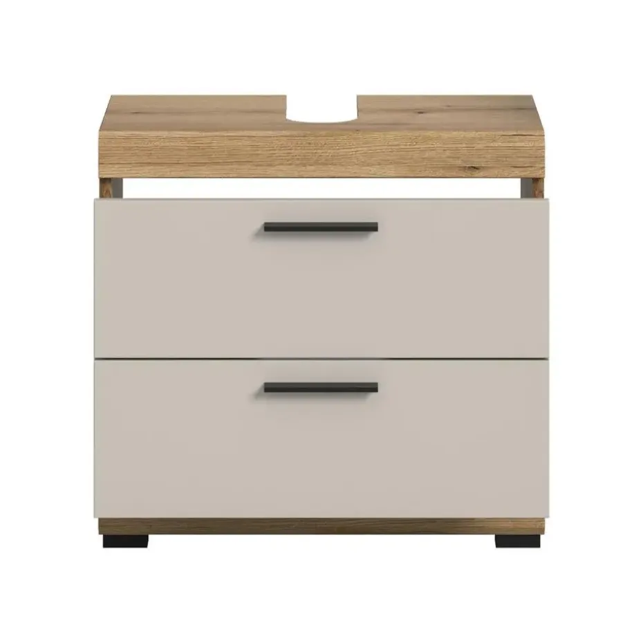 Hioshop Scout wastafel 2 lades kasjmier decor mat- eiken decor