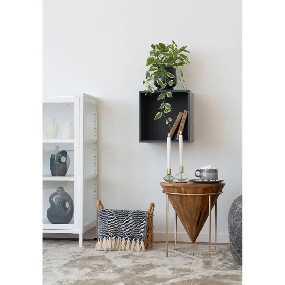 Hioshop Selma Lunchbord keramiek set van 4 grijs- bruin