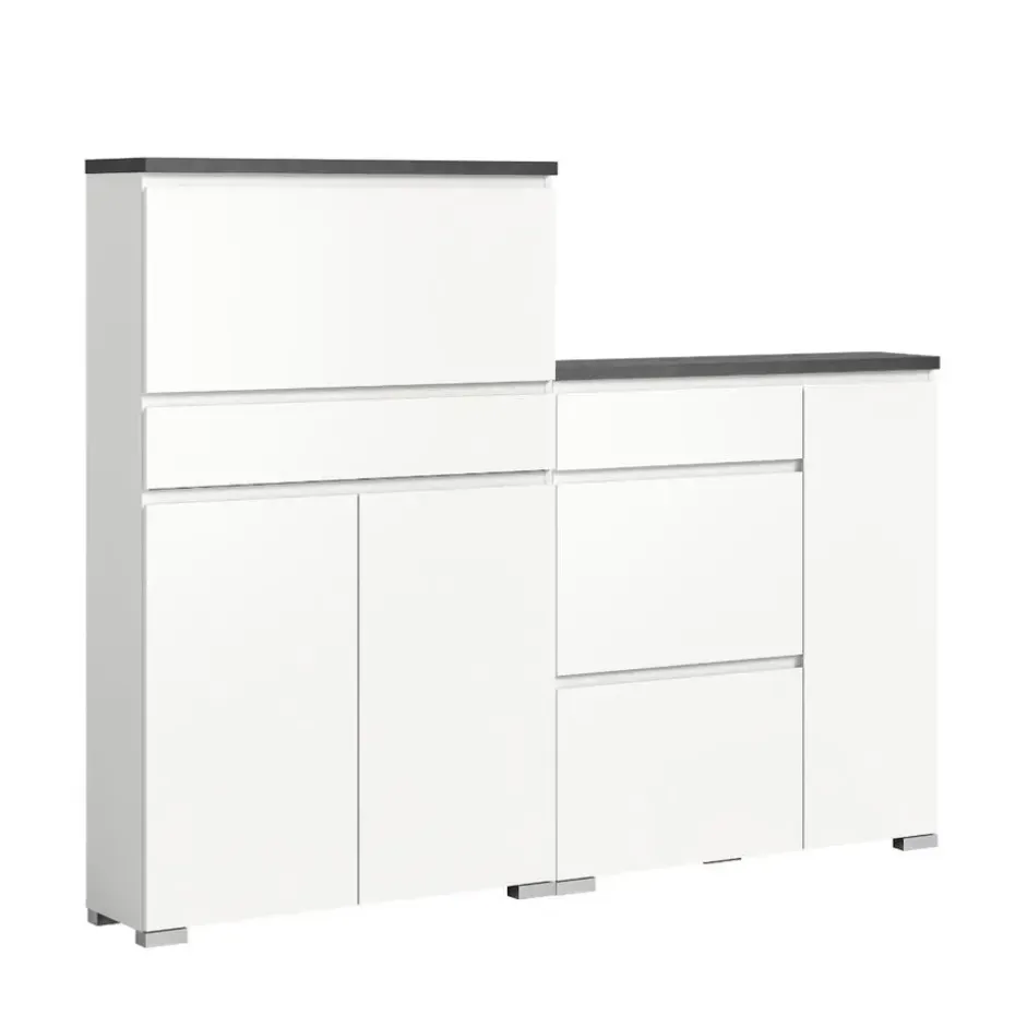 Hioshop Shoelove schoenenkast set met 2 3 deuren- 2 vouwdeuren- 1 lade wit