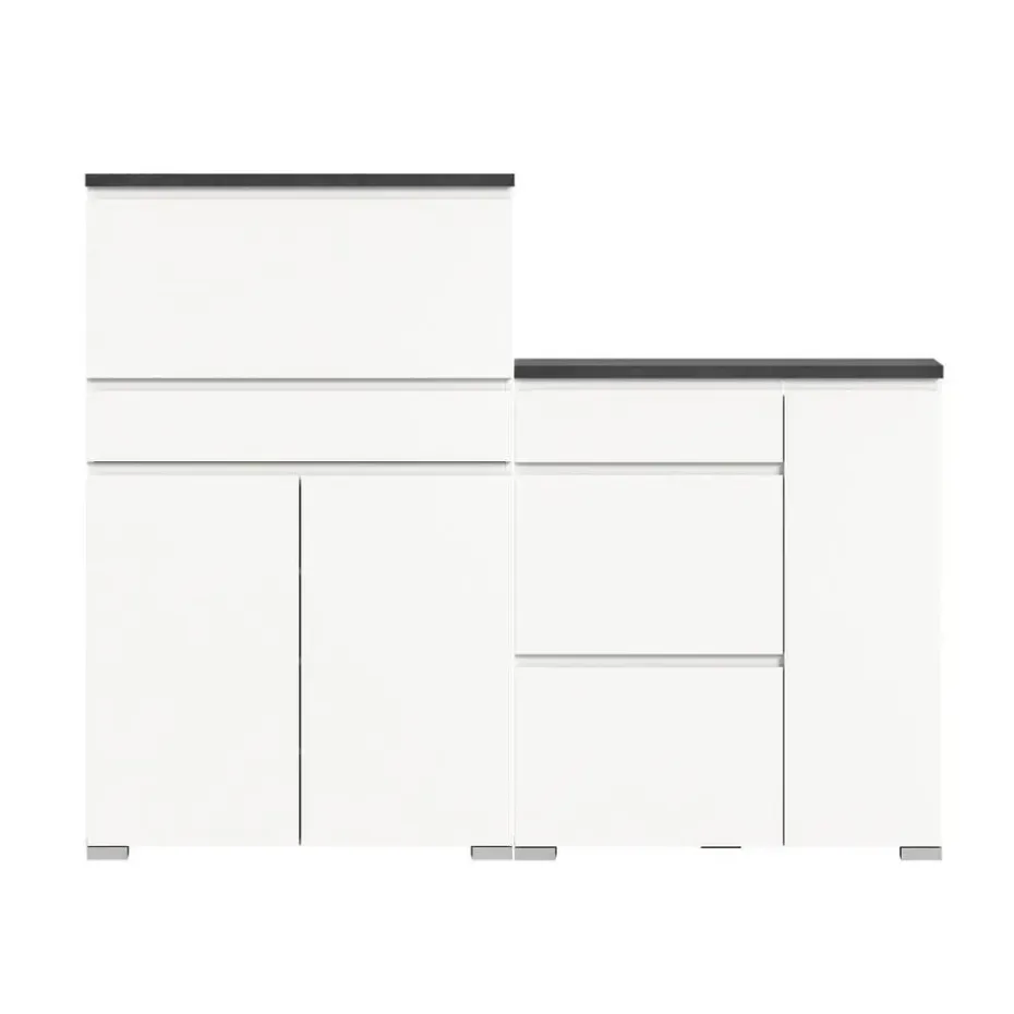 Hioshop Shoelove schoenenkast set met 2 3 deuren- 2 vouwdeuren- 1 lade wit