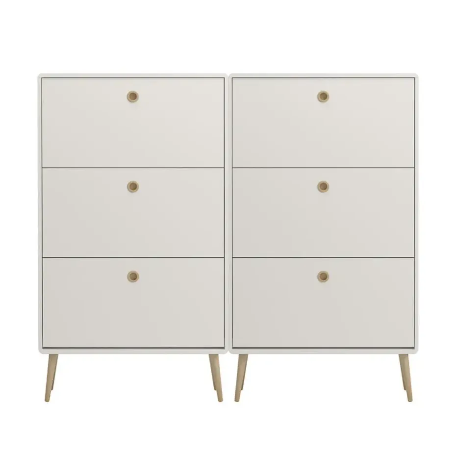 Hioshop Softline schoenenkast 6 kleppen wit
