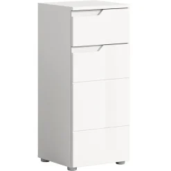 Hioshop Solero badkamerkast 1 deur- 1 lade wit hoogglans- wit