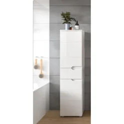 Hioshop Solero badkamerkast 2 deuren- 1 lade wit hoogglans- wit