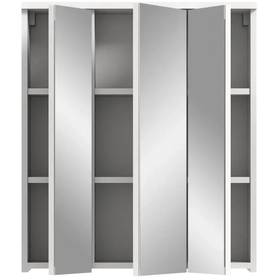 Hioshop Solero spiegelkast 3 spiegeldeuren wit hoogglans- wit