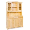 Hioshop Toswa vitrinekast 3 deuren- 2 glazen deuren- 3 lades- 2 open ruimtes