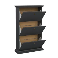 Hioshop Venedig schoenenkast met 3 klepdeuren mat grijs