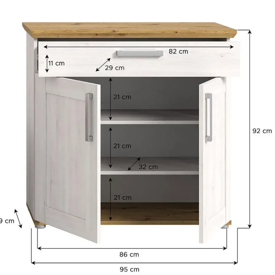 Hioshop Verona schoenenkast 1 lade 2 deuren lariks decor