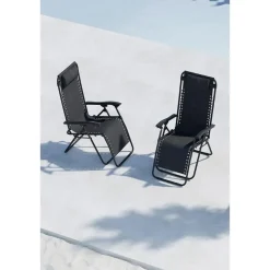 Hioshop Vulcano ligstoel zwart