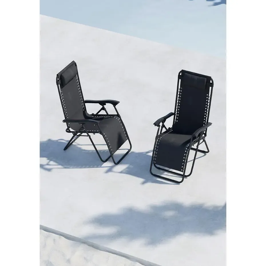 Hioshop Vulcano ligstoel zwart