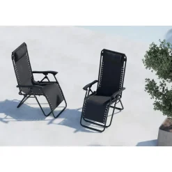 Hioshop Vulcano ligstoel zwart