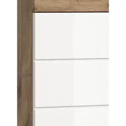 Hioshop Wave wastafel 2 deuren wit hoogglans- eiken decor