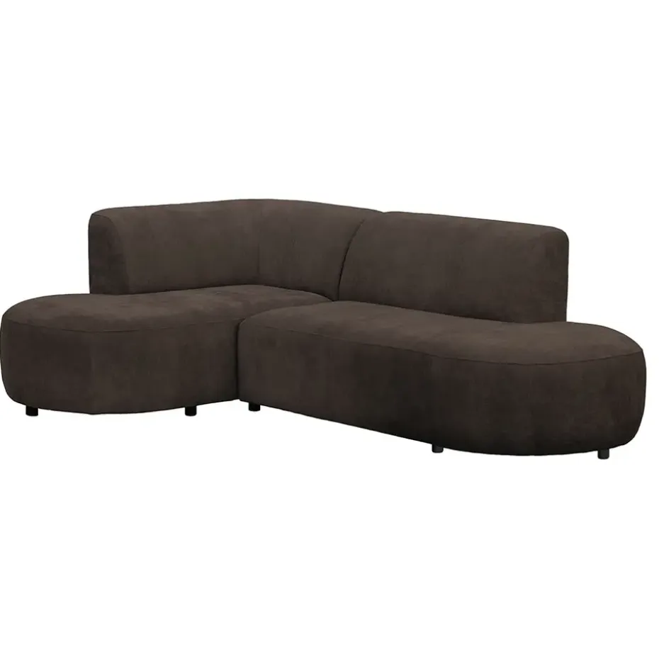 Hoekbank Luna links - stof Rebel - bruin