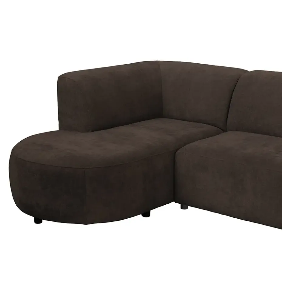 Hoekbank Luna links - stof Rebel - bruin