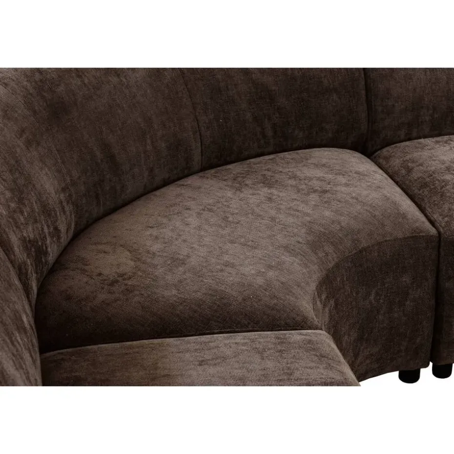 Hoekbank Luna rond - stof Rebel - bruin