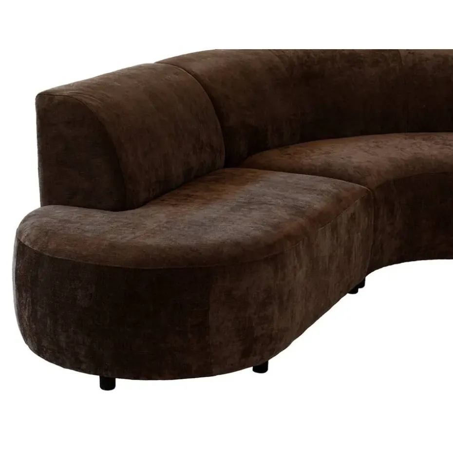Hoekbank Luna rond - stof Rebel - bruin