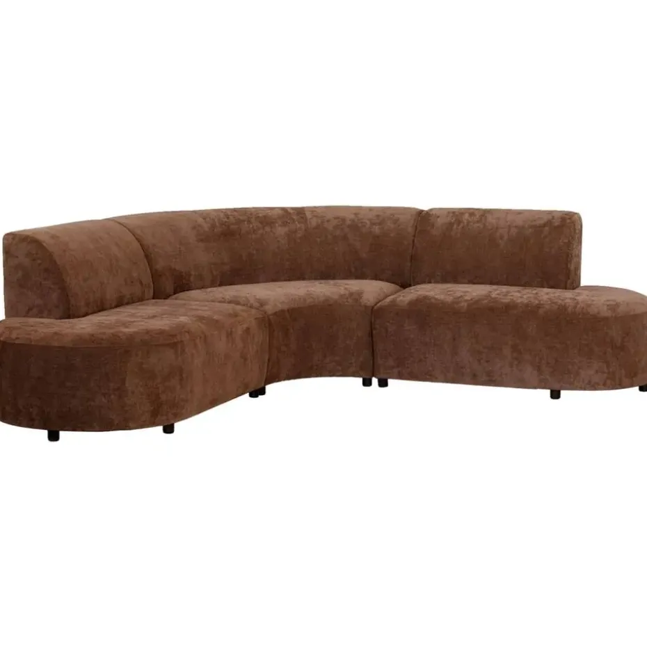 Hoekbank Luna rond - stof Rebel - terracotta