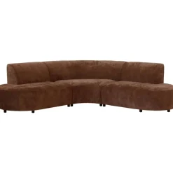 Hoekbank Luna rond - stof Rebel - terracotta