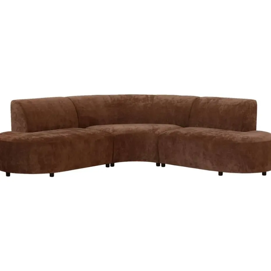 Hoekbank Luna rond - stof Rebel - terracotta