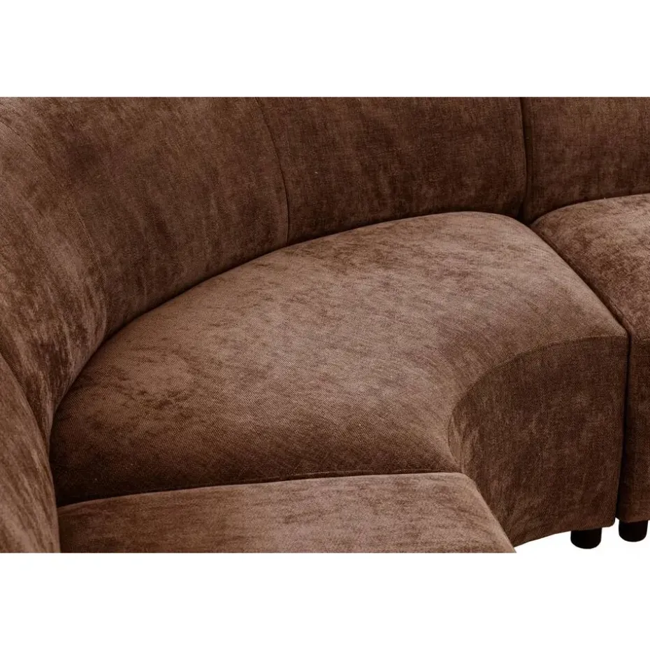 Hoekbank Luna rond - stof Rebel - terracotta