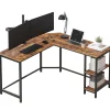 Hoekbureau - vintage - 2 legplanken - 138x76x138 cm - vintage bruin