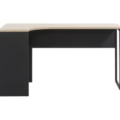 Hoekbureau Hannover - zwart/eikenkleur - 76,8x145x81 cm