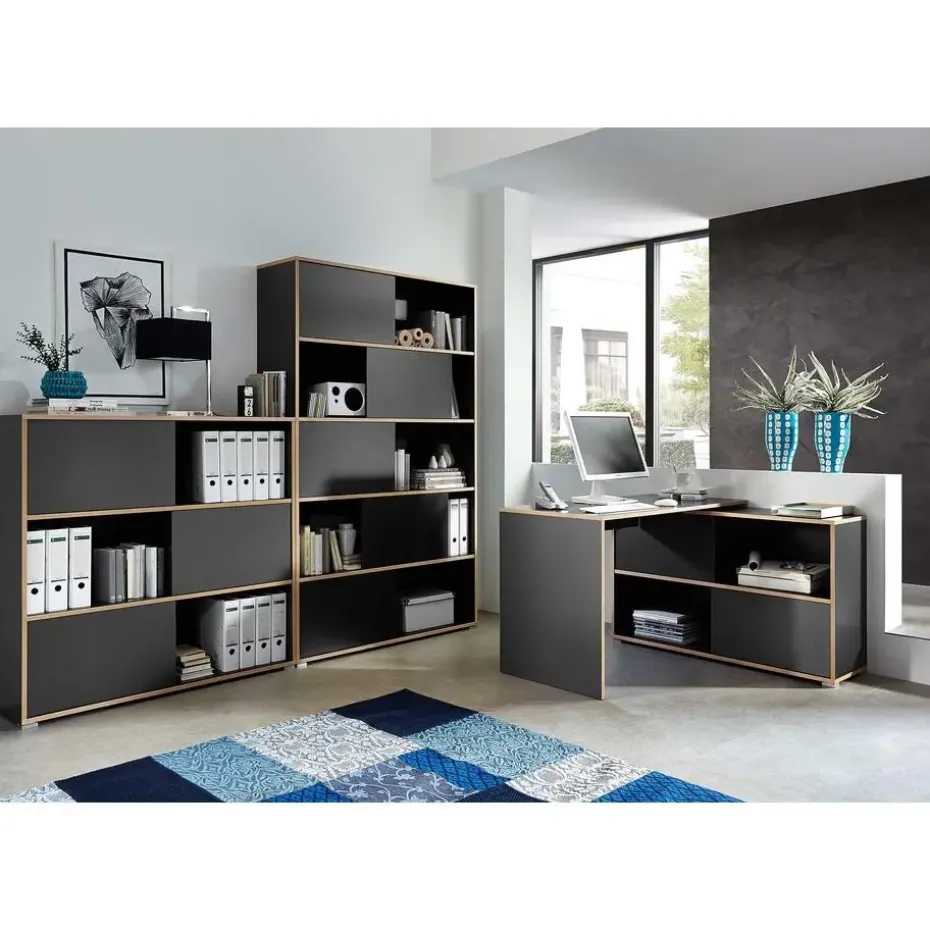 Hoekbureau Tyson 120x120 cm - antraciet/eik