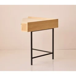 Hoekbureau van hout en metaal met 1 lade