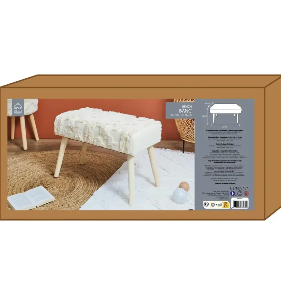 Home Deco Factory Bijzet krukje Berber Mirage - hout - 60 x 40 cm