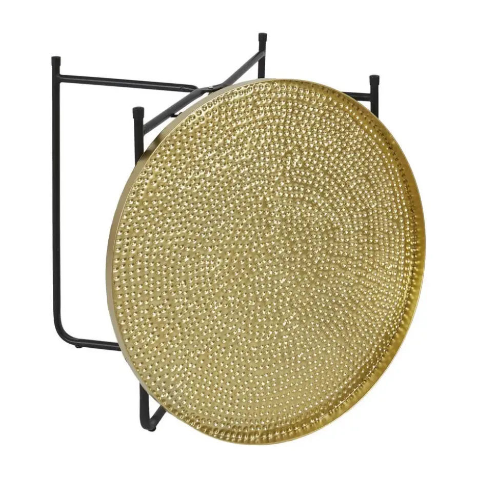Home Deco Factory Bijzettafel - goud met zwart - metaal - 45 cm