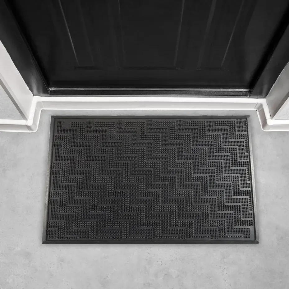 Home deco factory Deurmat - anti slip - zwart - 40 x 60 cm