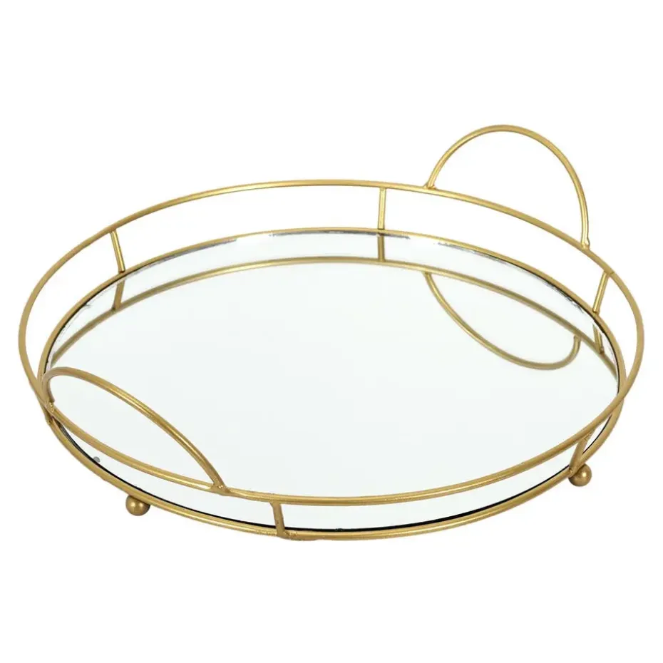 Home Deco Factory dienblad van spiegel glas - Rond - 34 x 4 cm