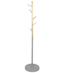 Home Deco Factory Kapstok - grijs - metaal/hout - 6 haken - 180cm