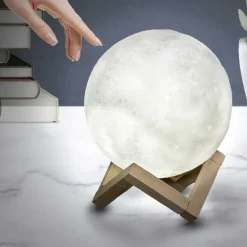 Home Deco Factory Maanlamp - met houder - 3D - touch - oplaadbaar
