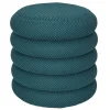 Home Deco Factory Poef/krukje - boucle - petrol - D37 x H44 cm