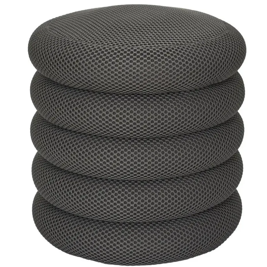 Home Deco Factory Poef/krukje - boucle - grijs - D37 x H44 cm