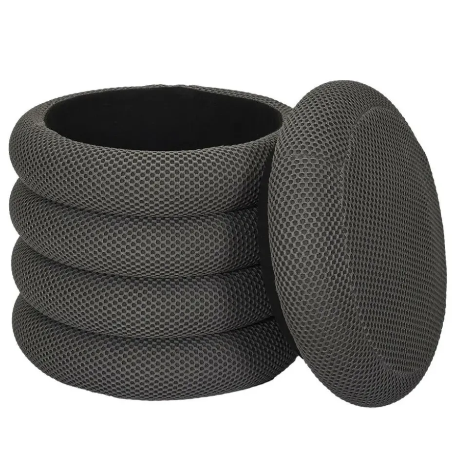 Home Deco Factory Poef/krukje - boucle - grijs - D37 x H44 cm