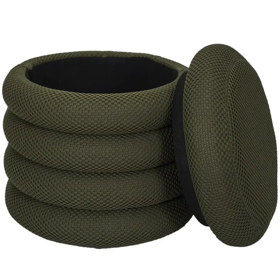 Home Deco Factory Poef/krukje - boucle - groen - D37 x H44 cm